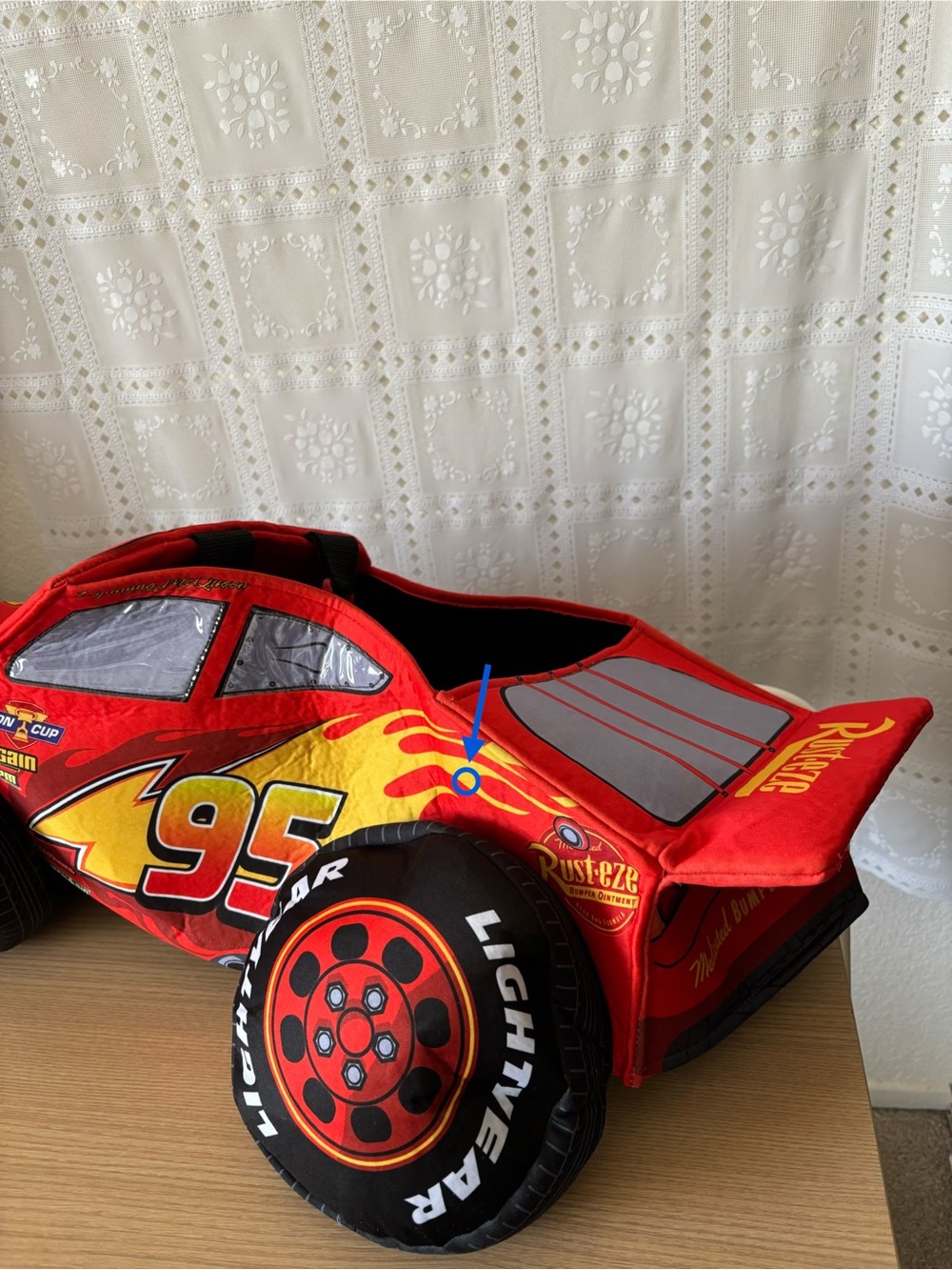 Spirit Halloween Disney Cars Toddler Lightning McQueen 3D Ride-Along Costume - Picture 16 of 16